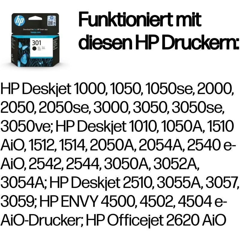 Original HP 301 Schwarz Tintenpatrone (CH561EE):